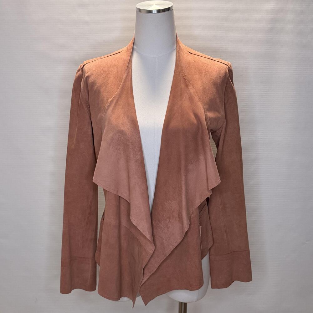 Sundance Jacket Womens 4 Blush Pink Suede Waterfall Drape Open Front Peplum